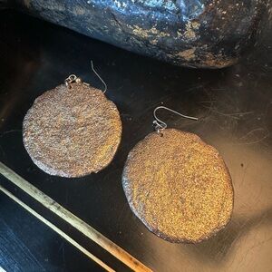 Gold Textured Dangle Earrings